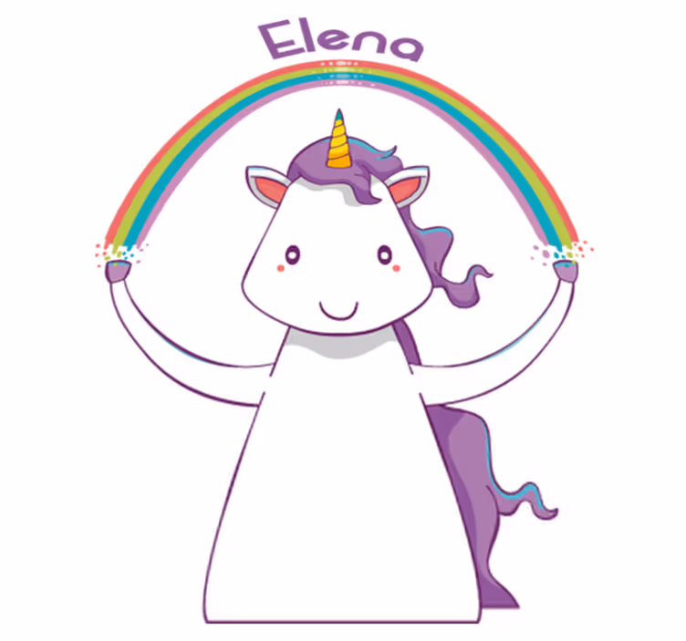 Alfombra vinílica de animales unicornio y arcoíris con nombre - TenVinilo