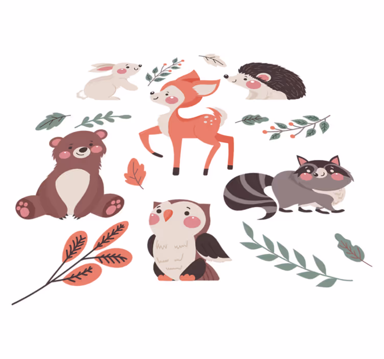 Alfombra vinílica de animales del bosque en otoño - TenVinilo