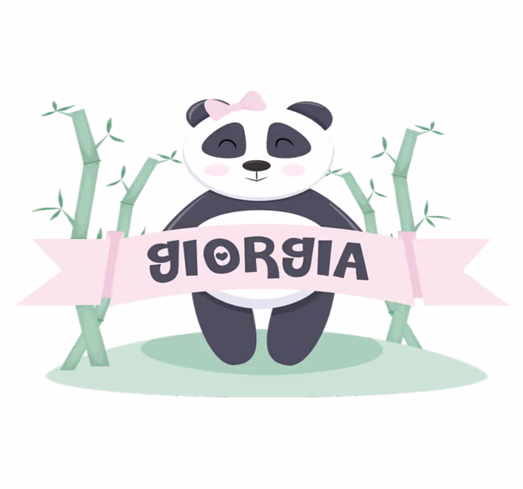 Alfombra vinílica de animales panda bebé con nombre - TenVinilo
