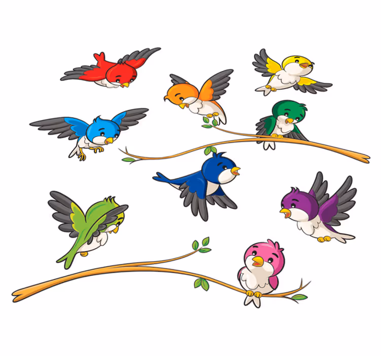 Alfombra vinílica de animales pájaros coloridos - TenVinilo