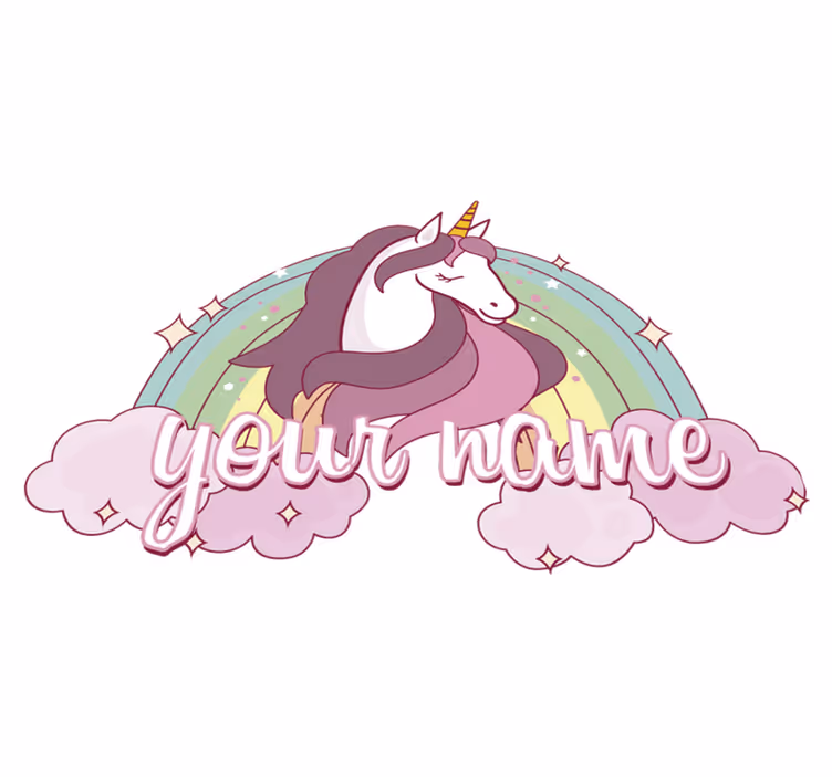 Alfombra vinílica de animales unicornio rosa con nombre - TenVinilo