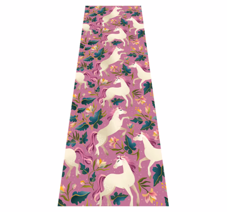 Alfombra vinílica de animales diseño floral de caballo - TenVinilo