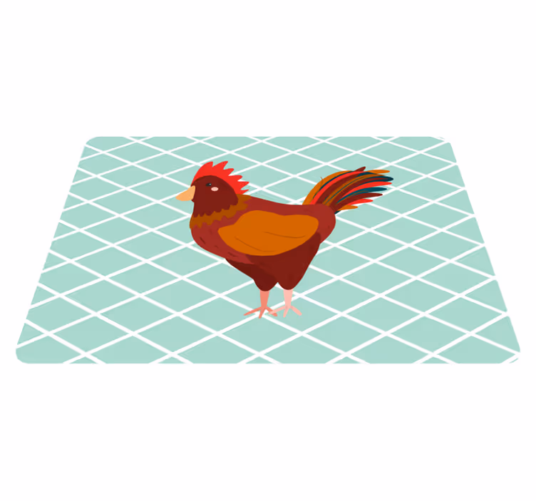 Alfombra vinílica de animales gallo rojo de perfil - TenVinilo