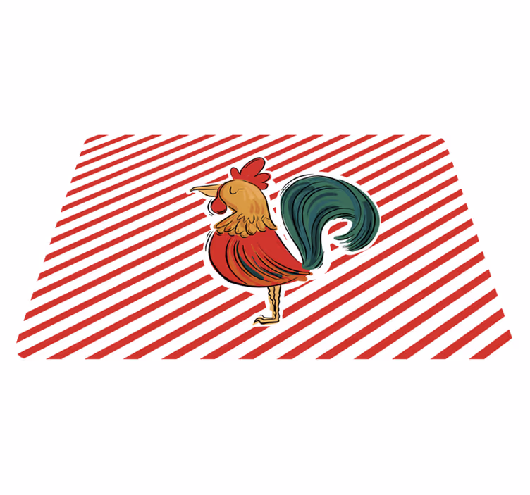 Alfombra vinílica de animales diseño gallo de colores - TenVinilo