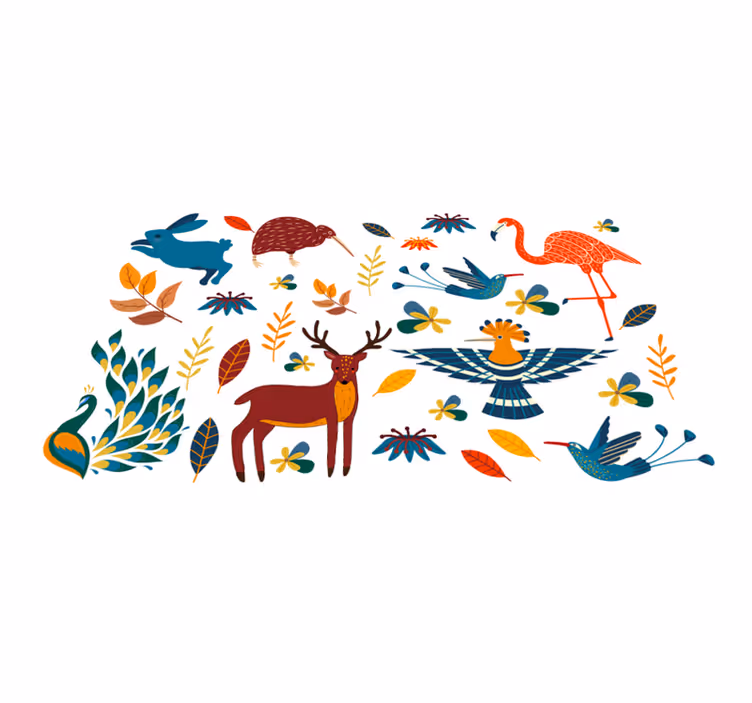 Alfombra vinílica de animales patrones de animales coloridos - TenVinilo
