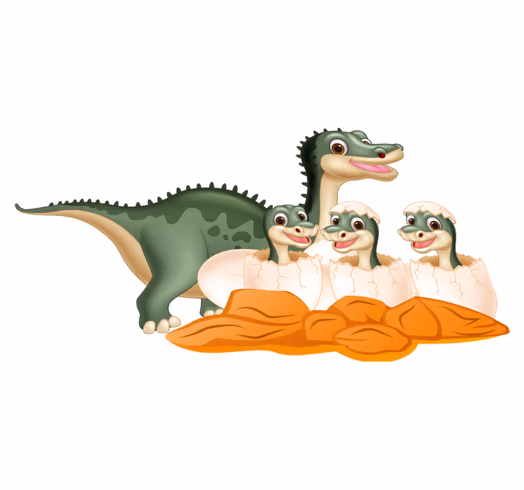 Alfombra vinílica de animales familia de dinosaurios lindos - TenVinilo