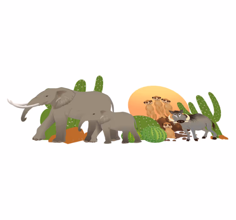 Alfombra vinílica de animales escena de safari - TenVinilo