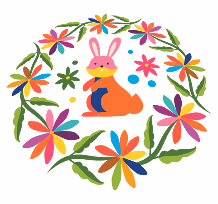 Alfombra vinílica de animales diseño conejo colorido - TenVinilo