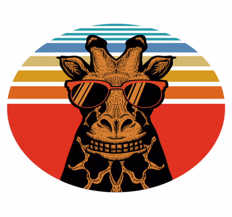 Alfombra vinílica de animales giraffe con gafas de sol - TenVinilo