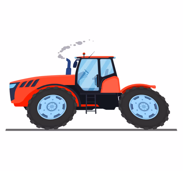 Alfombra vinílica de animales tractor rojo - TenVinilo