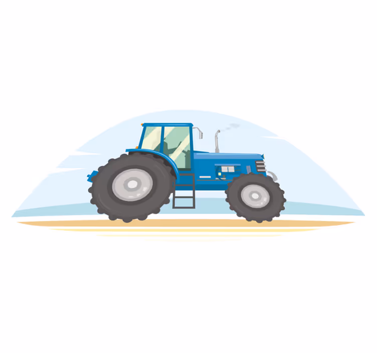 Alfombra vinílica de animales ilustración de tractor azul - TenVinilo