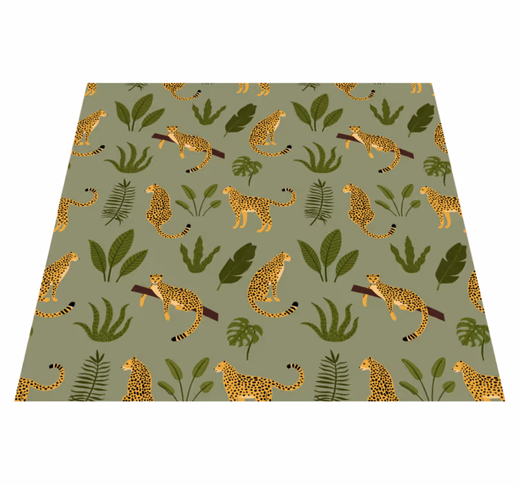 Alfombra vinílica de animales selva con leopardo - TenVinilo