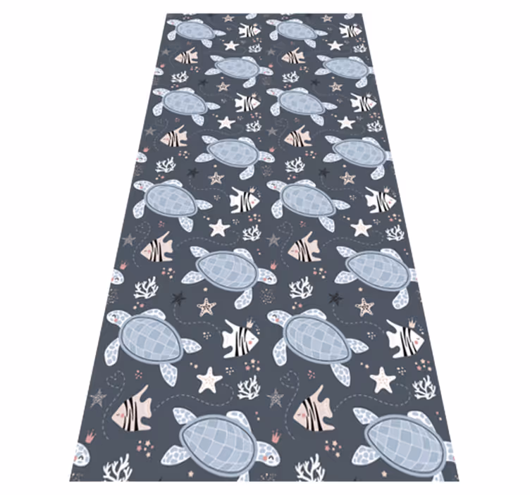 Alfombra vinílica de animales tortugas y peces marinos - TenVinilo