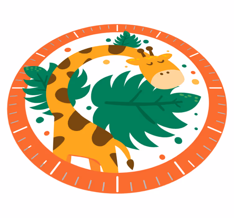 Alfombra vinílica de animales reloj infantil jirafa - TenVinilo