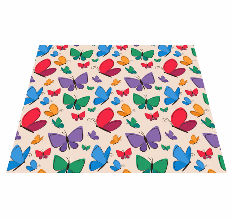 Alfombra vinílica de animales mariposas volando para niños - TenVinilo