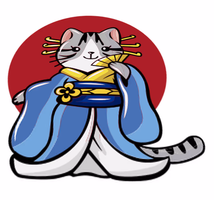 Alfombra vinílica de animales gato decorativo japonés - TenVinilo