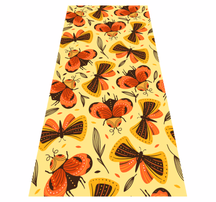 Alfombra vinílica de animales mariposa sobre flor - TenVinilo