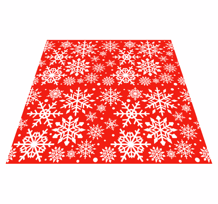 Alfombra vinílica navidad copos de nieve rojos - TenVinilo
