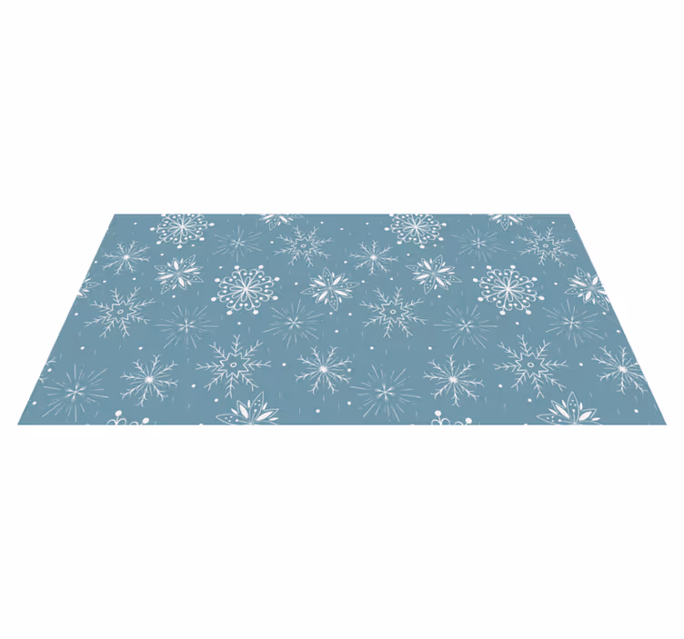 Alfombra vinílica navidad copos de nieve azules y blancos - TenVinilo