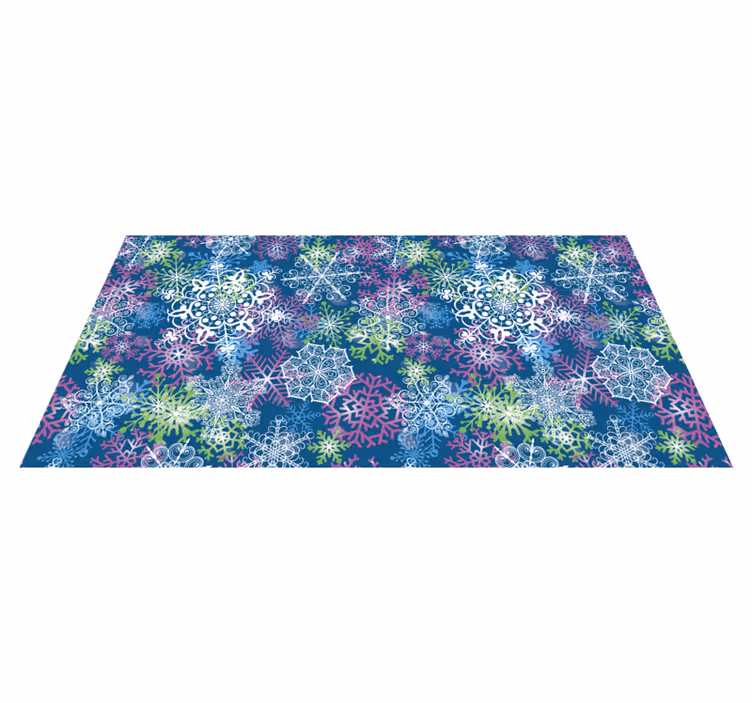 Alfombra vinílica navidad copos de nieve sobre fondo azul - TenVinilo