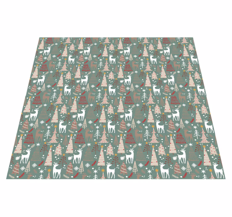Alfombra vinílica navidad patrón bosque de navidad - TenVinilo