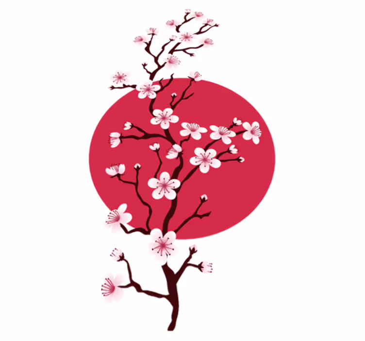 Alfombra vinílica flores ramas de cerezo japonés - TenVinilo