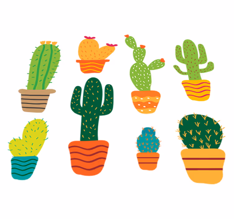 Alfombra vinílica flores pack de cactus coloridos - TenVinilo