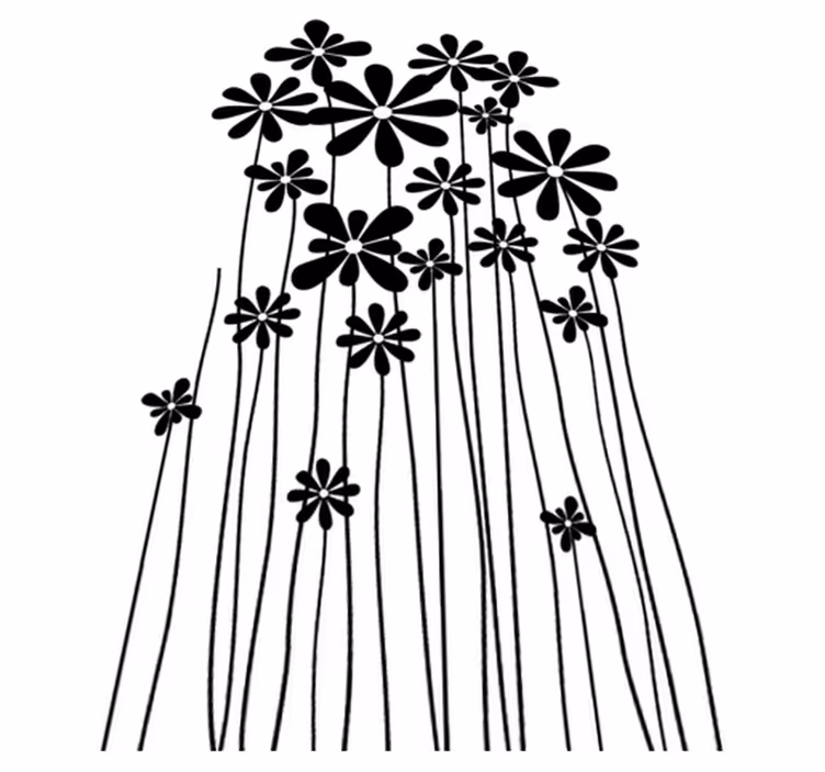 Alfombra vinílica flores grandes negras - TenVinilo