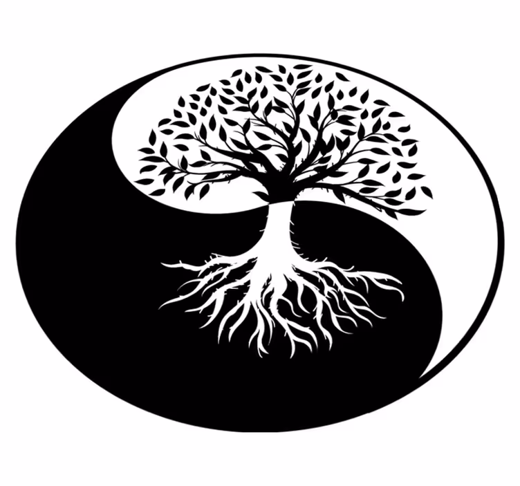 Alfombra vinílica flores Árbol de la vida yin yang - TenVinilo