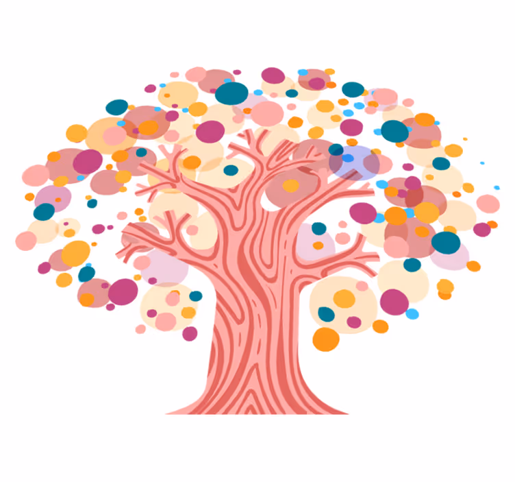 Alfombra vinílica flores silueta de Árbol colorido - TenVinilo