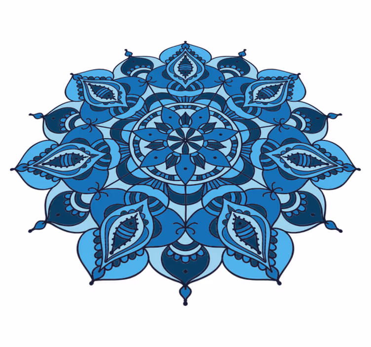 Alfombra vinílica flores mandala azul intrincado - TenVinilo
