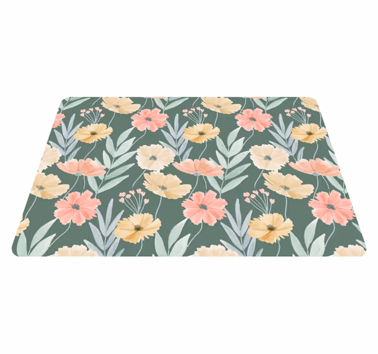 Alfombra vinílica flores patrón floral acuarelado - TenVinilo