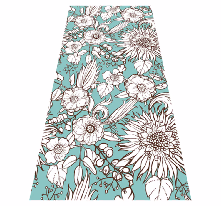 Alfombra vinílica flores patrón girasoles - TenVinilo