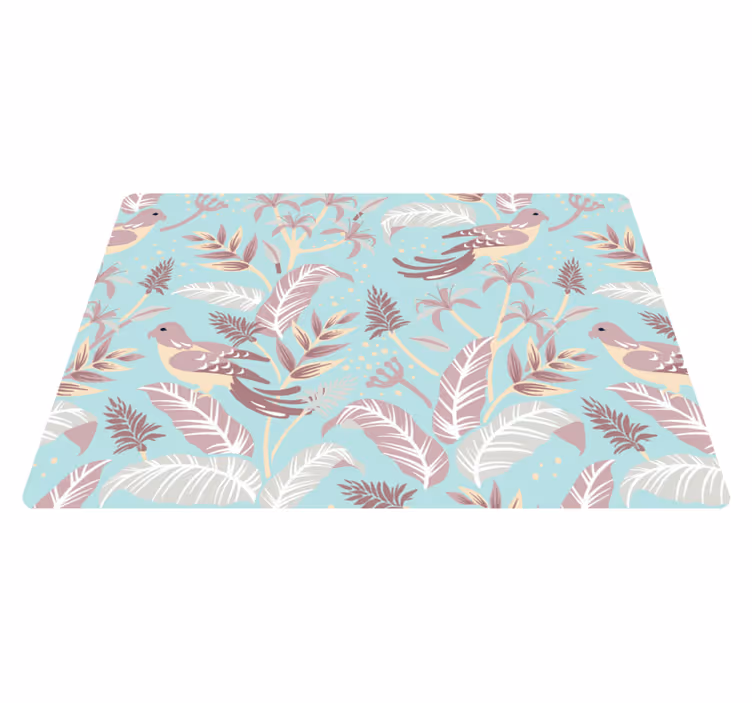 Alfombra vinílica flores azul y rosa - TenVinilo