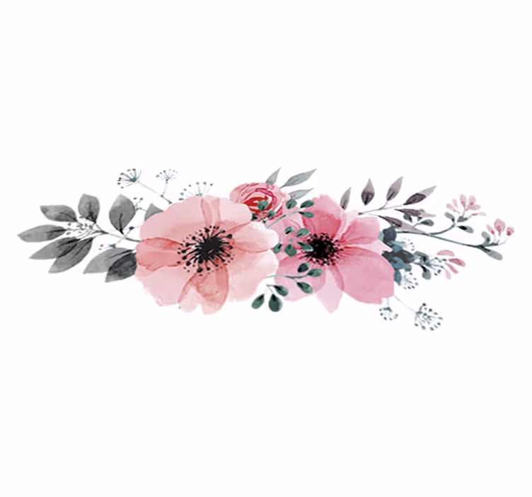 Alfombra vinílica flores acuarela de amapolas - TenVinilo