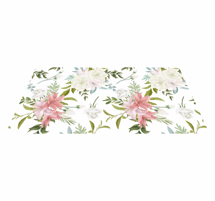 Alfombra vinílica flores jardín minimalista realista - TenVinilo