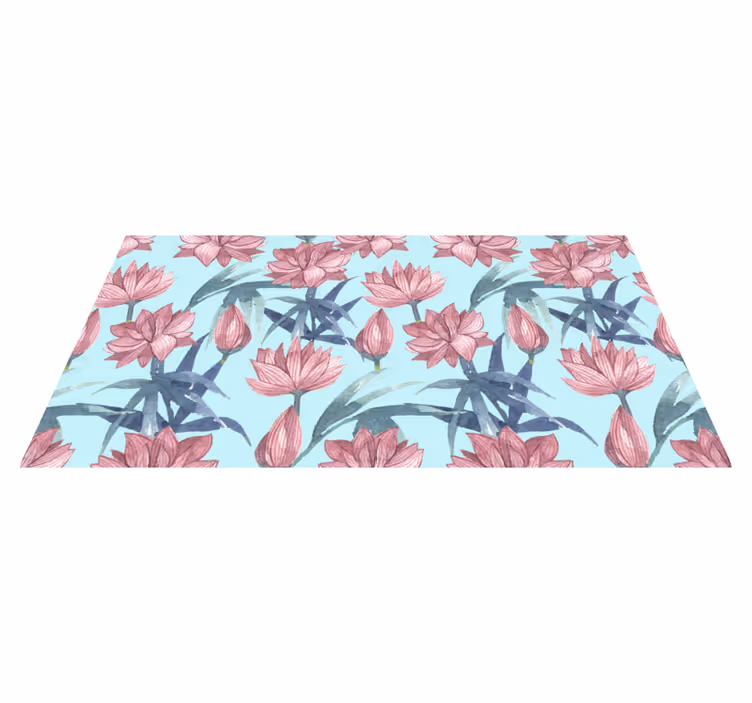 Alfombra vinílica flores acuarela azul - TenVinilo