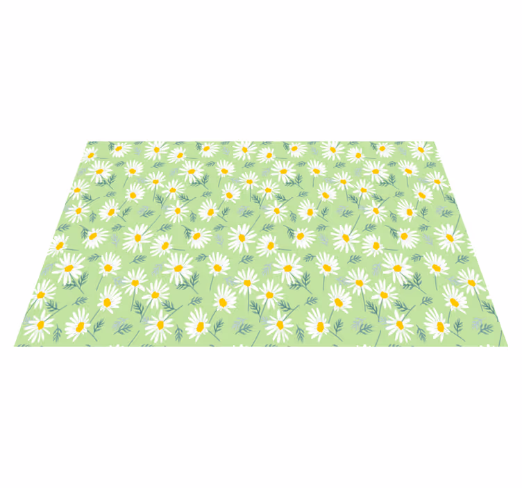 Alfombra vinílica flores con patrón de margaritas - TenVinilo