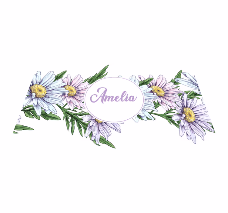 Alfombra vinílica flores diseño de margaritas con nombre - TenVinilo