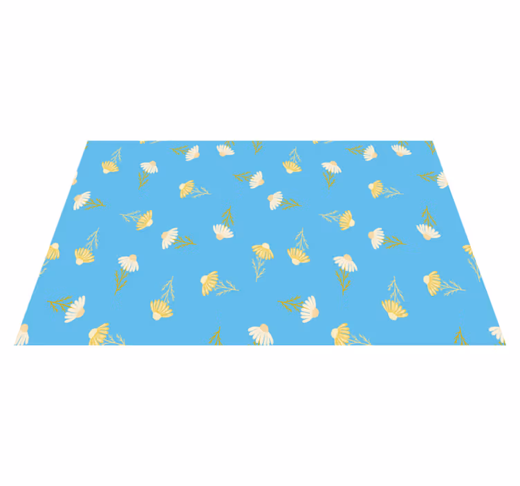 Alfombra vinílica flores patrón de margaritas azul - TenVinilo