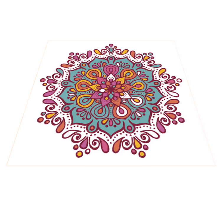 Alfombra vinílica cocina mandala colorido azulejos - TenVinilo