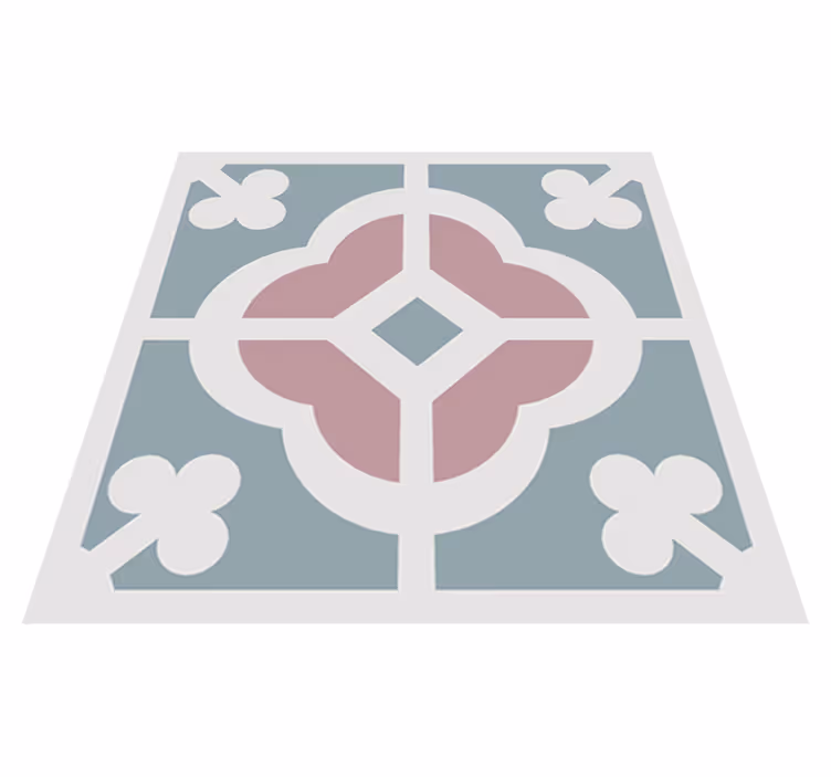 Alfombra vinílica cocina azulejo hidráulico floral - TenVinilo
