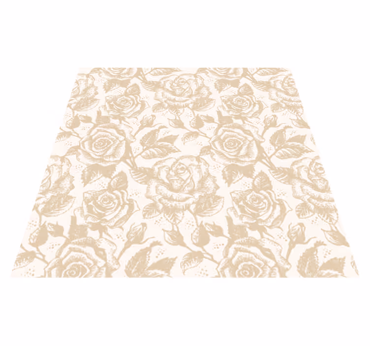 Alfombra vinílica comedor beige rosas vintage - TenVinilo