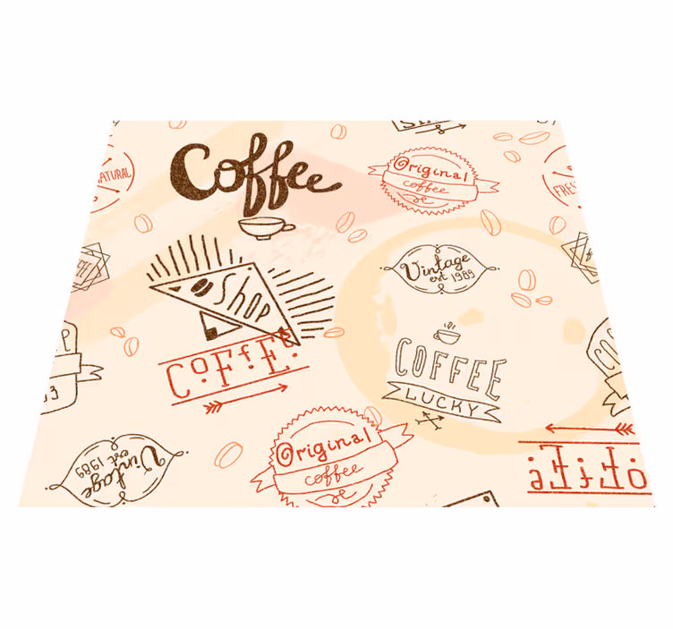 Alfombra vinílica cocina iconos de café - TenVinilo