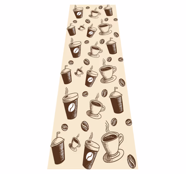 Alfombra vinílica cocina diseño de tazas con café - TenVinilo