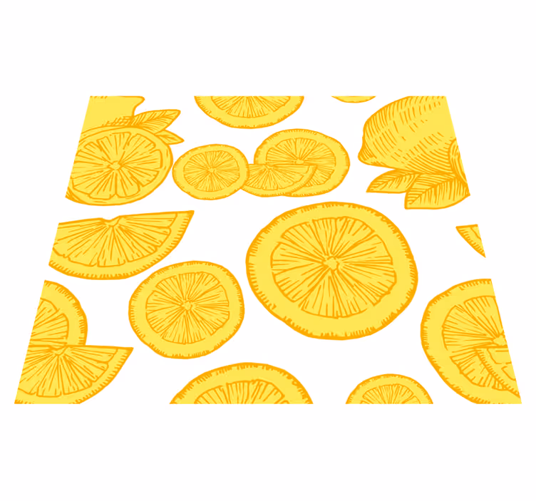 Alfombra vinílica cocina dibujo de naranjas y limones - TenVinilo
