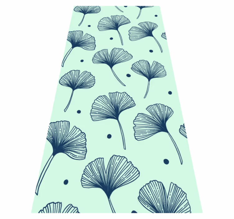 Alfombra vinílica cocina estampado floral azul - TenVinilo