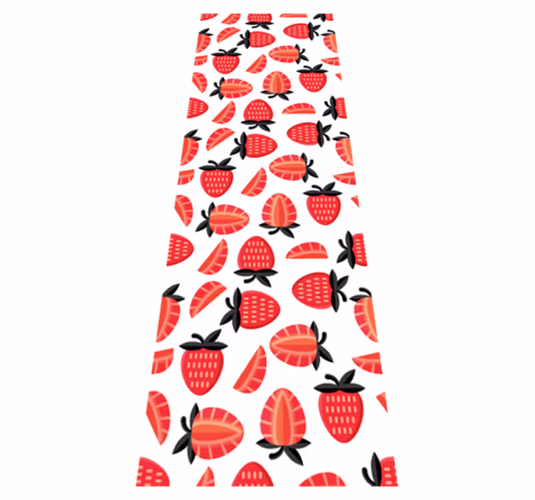 Alfombra vinílica cocina patrón realista de fresas rojas - TenVinilo