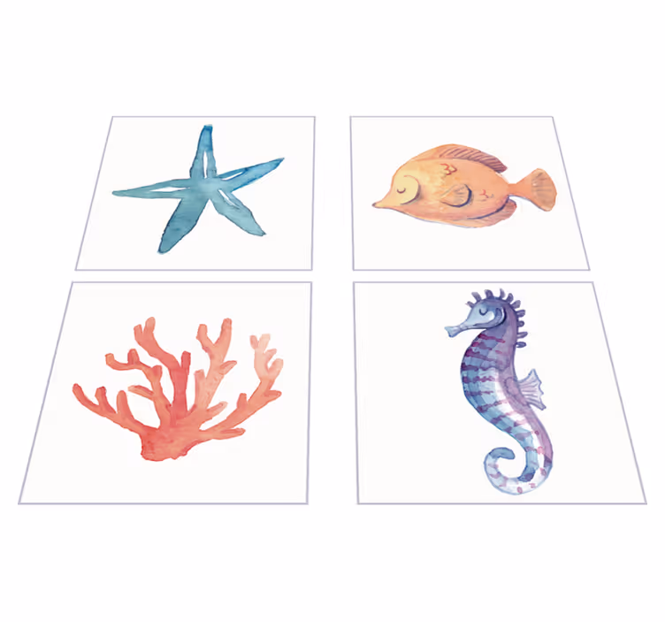 Alfombra vinílica baño animales marinos - TenVinilo