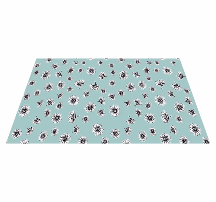 Alfombra vinílica flores diseño tierno con manzanillas - TenVinilo